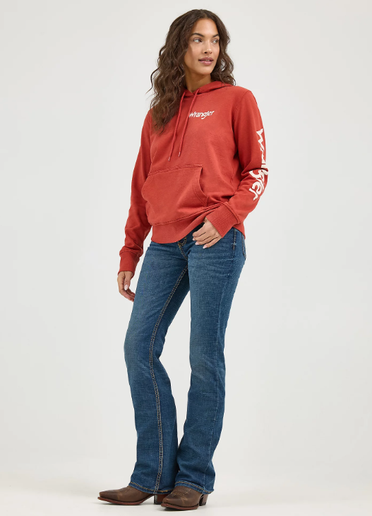 WRANGLER - WOMENS RETRO PULLOVER LOGO ARM HOODIE