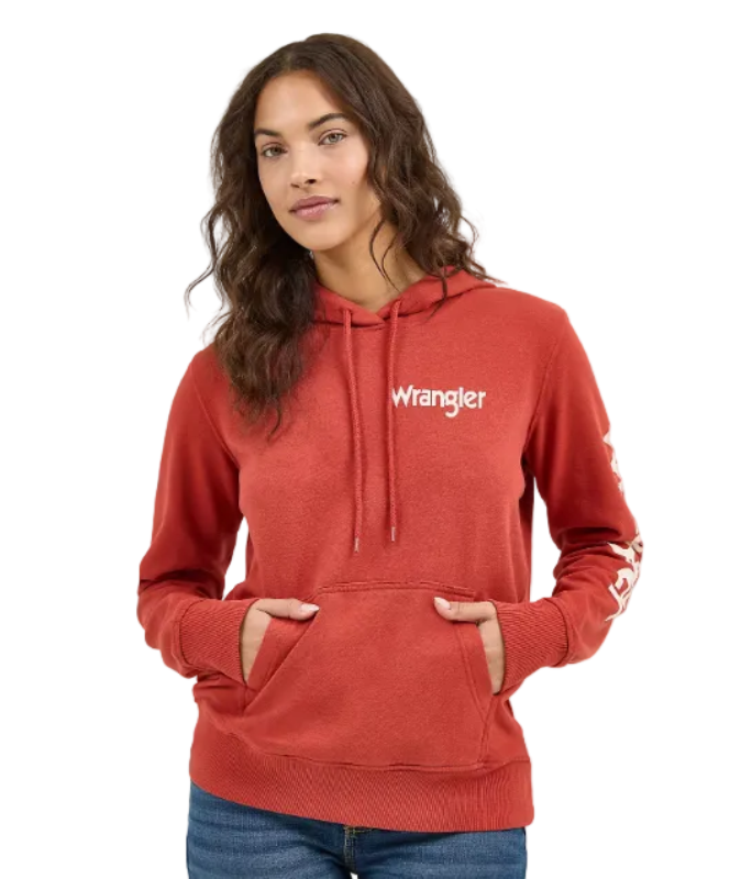 WRANGLER - WOMENS RETRO PULLOVER LOGO ARM HOODIE
