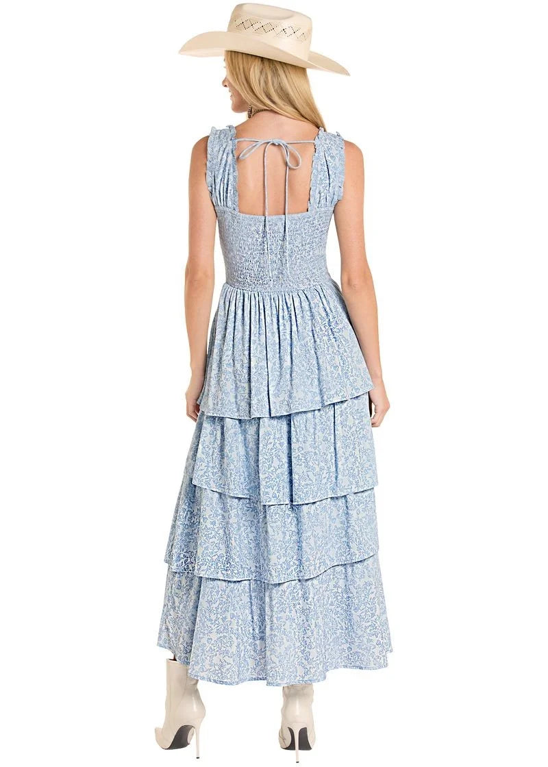 R&R WESTERN PRINT TIERED DRESS