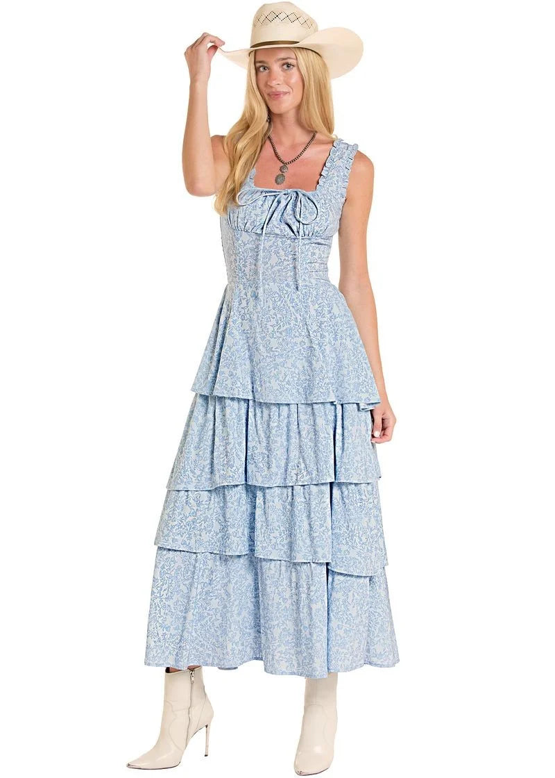 R&R WESTERN PRINT TIERED DRESS