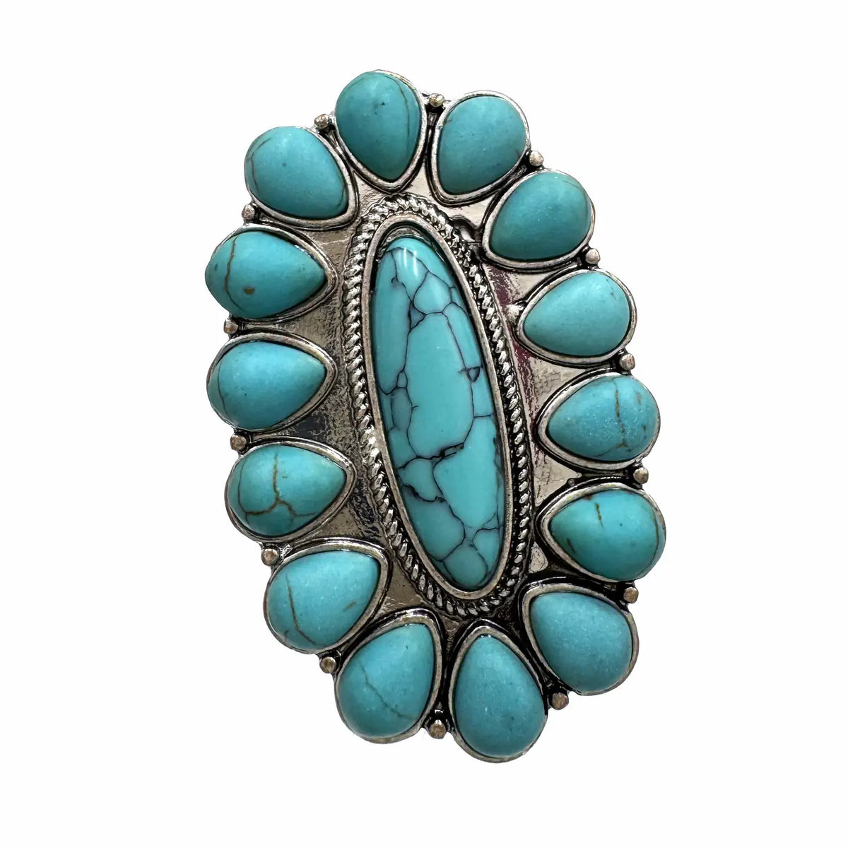 Long Turquoise Stone Cabochon Ring