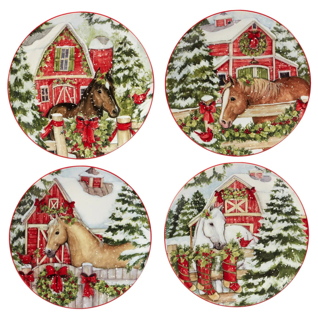 CHRISTMAS ON THE FARM DESSERT PLATE ROUND