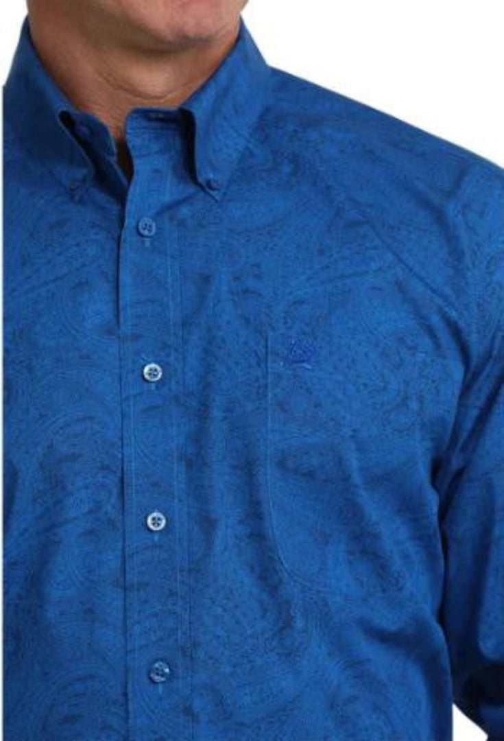 CINCH MEN'S L/S BLUE PAISLEY