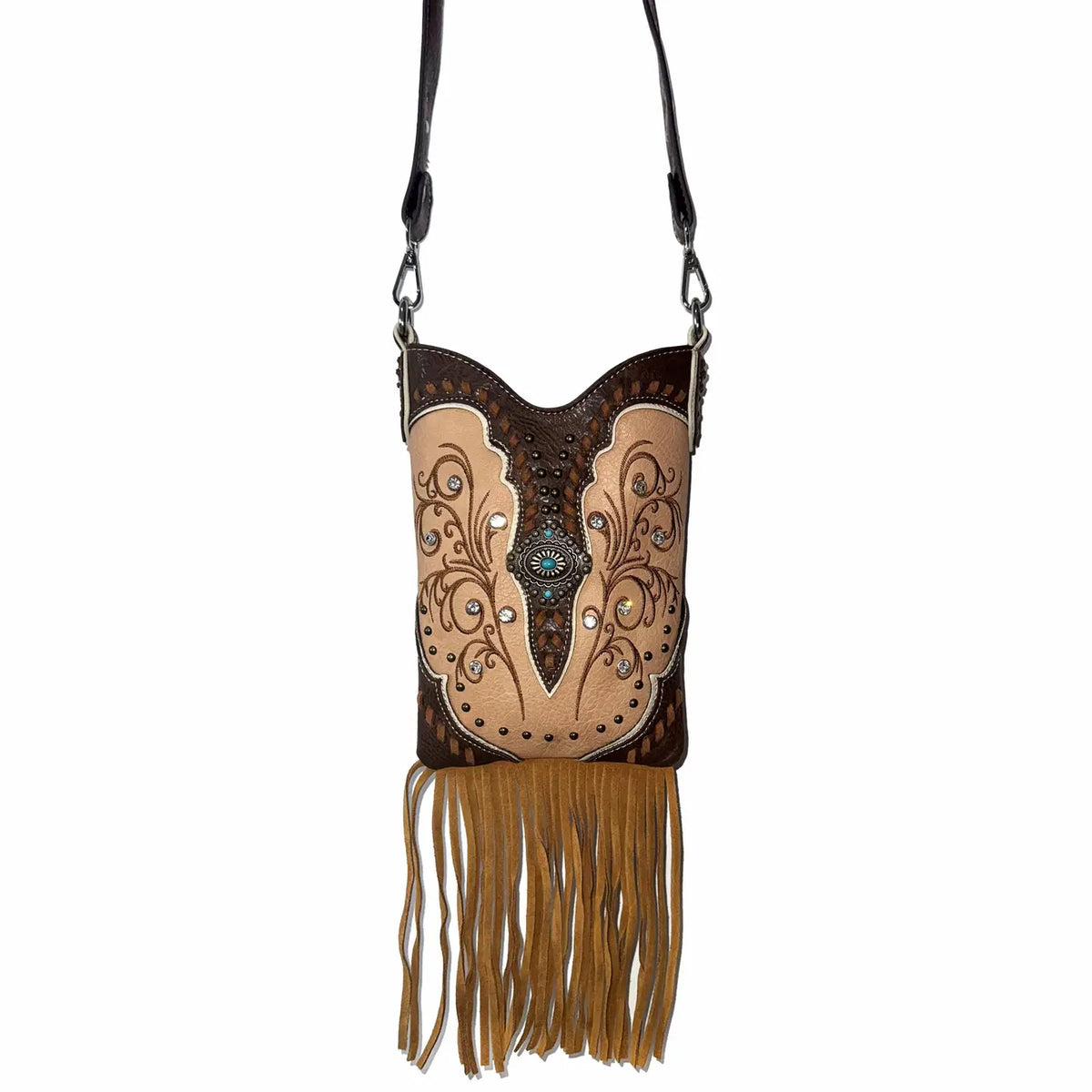 OVERSIZED WESTERN PRINT PHONE/WALLET CROSSBODY
