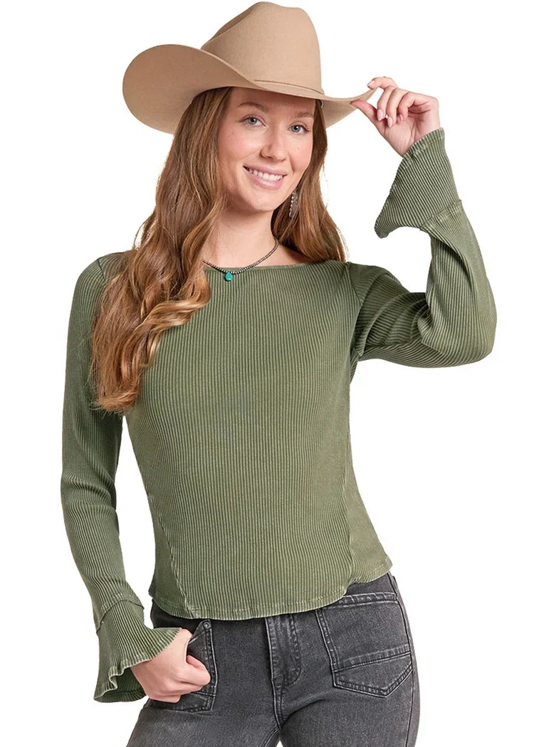 ROCK&ROLL WOMENS RIBBED TOP - GREEN