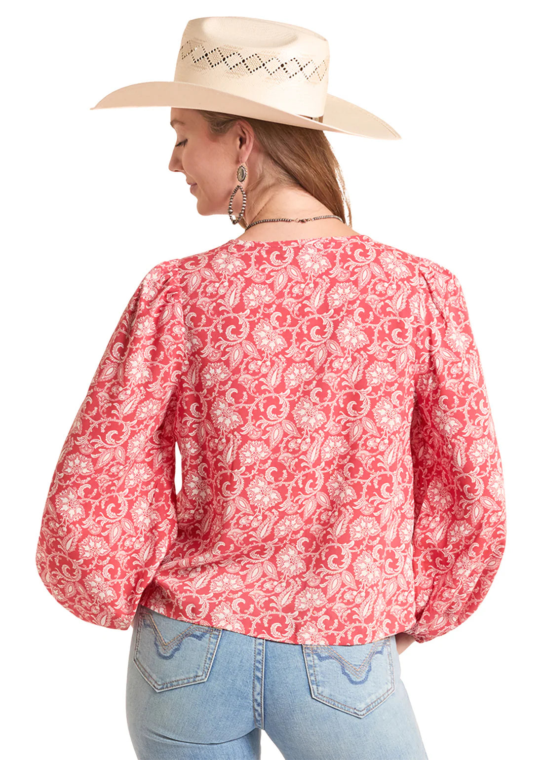 PANHANDLE SLIM FLORAL PRINT PHEASANT BLOUSE