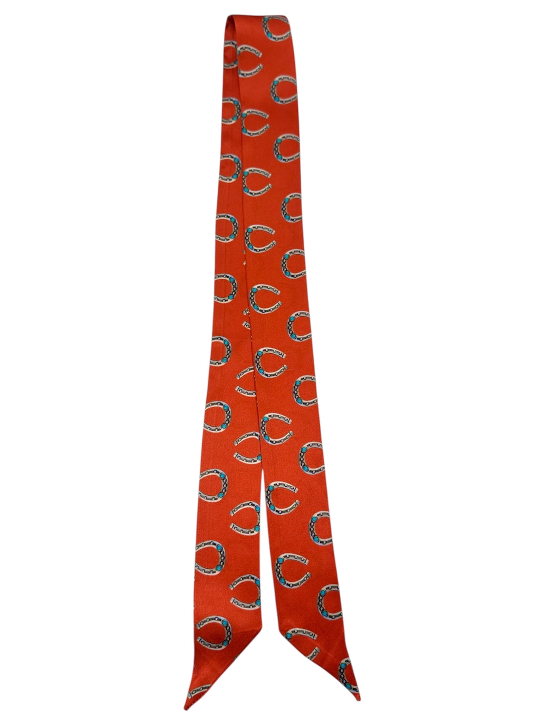 BURNT ORANGE SILK TWILLY WITH HORSESHOES