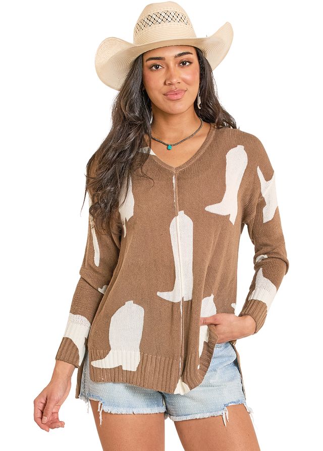 ROCK&ROLL BOOT PRINT SWEATER