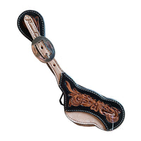 PROFESSIONALS CHOICE BLACK AND LIGHT OIL FLORAL SPUR STRAPS