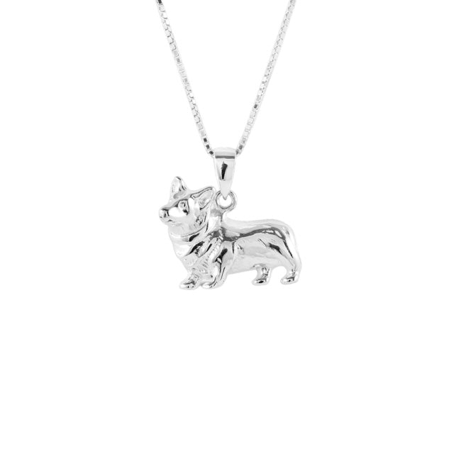 KELLY HERD SMALL CORGI NECKLACE, STERLING SILVER