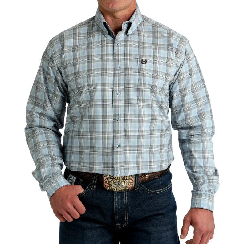 CINCH MEN'S L/S BLUE PLAID