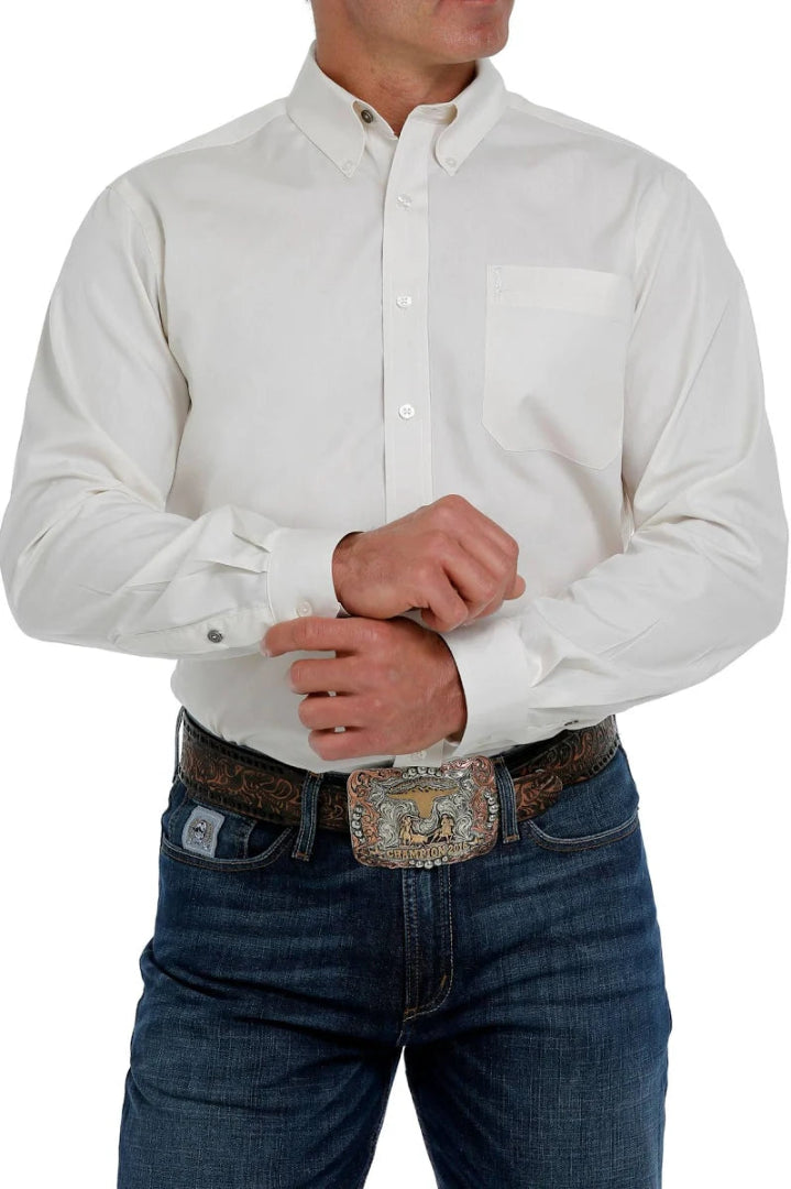 CINCH MEN'S L/S  MODERN FIT SOLID CREAM