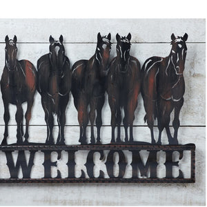 Metal Horse Welcome Sign