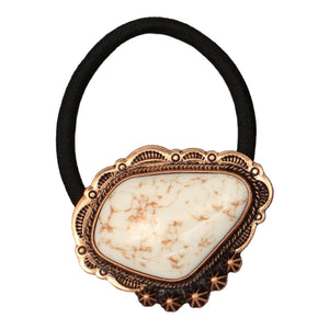 BLAZIN ROXX HAIR TIE COPPER CONCHO LARGE WHITE STONE