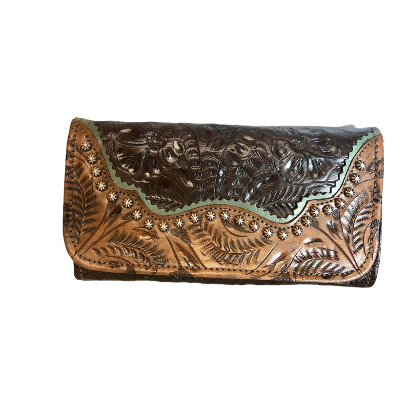 AMERICAN WEST TOOLED WALLET - TAN