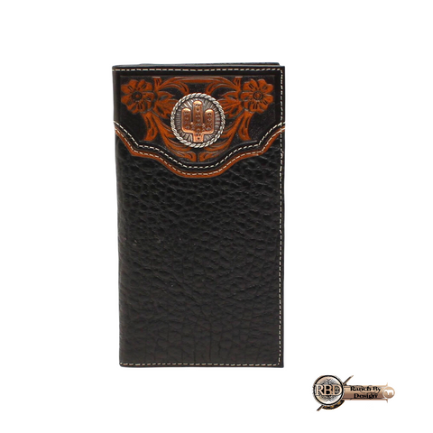 Long Leather Western Tooled Wallet and Credit Card Holder - Big