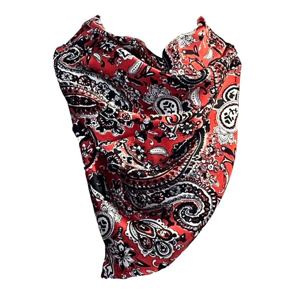 MULBERRY SILK WILD RAG - red and black paisley