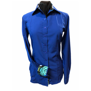 Royal Blue Microfiber With contrasting collar and Cuffs