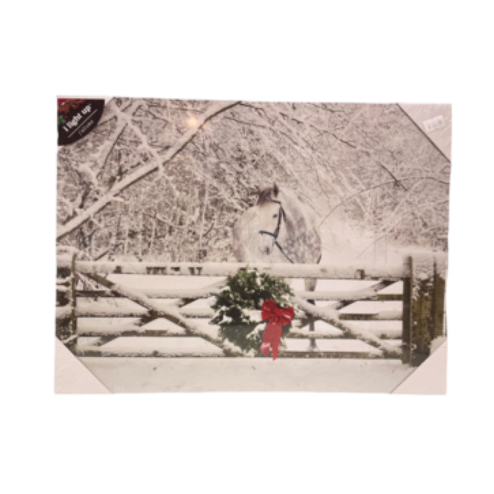 Horses - Holiday scene - LED Canvas