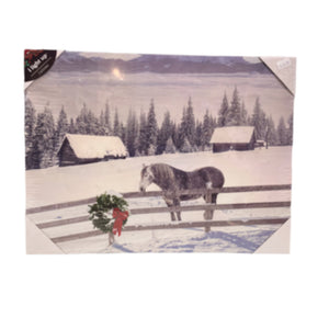 Horses - Holiday scene - LED Canvas