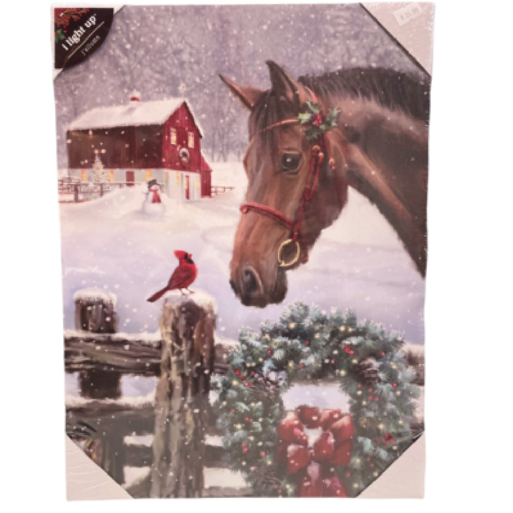 Horses - Holiday scene - LED Canvas