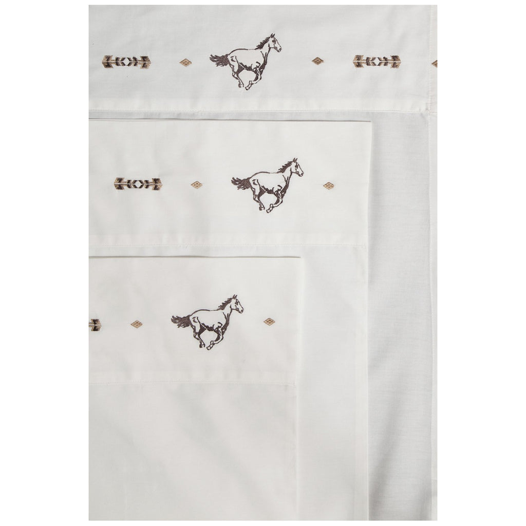 Embroidered Horse Sheet Set 100% Cotton
